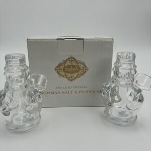 Shannon Crystal Godinger Snowman Salt and Pepper Shaker 24% Lead Crystal 3476